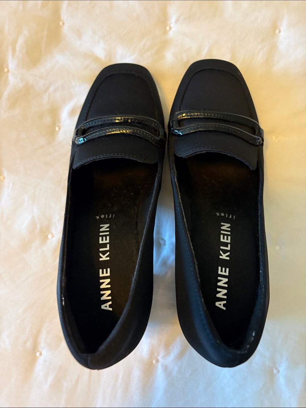 Anne Klein “I flex” Black Square-Toe Loafers with Decorative Buckle - Picture 7 of 12